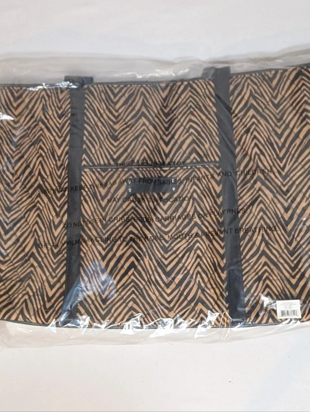 Vera Bradley Zebra Print Laptop Tote Brown Black Modern Animal Bag Purse Work